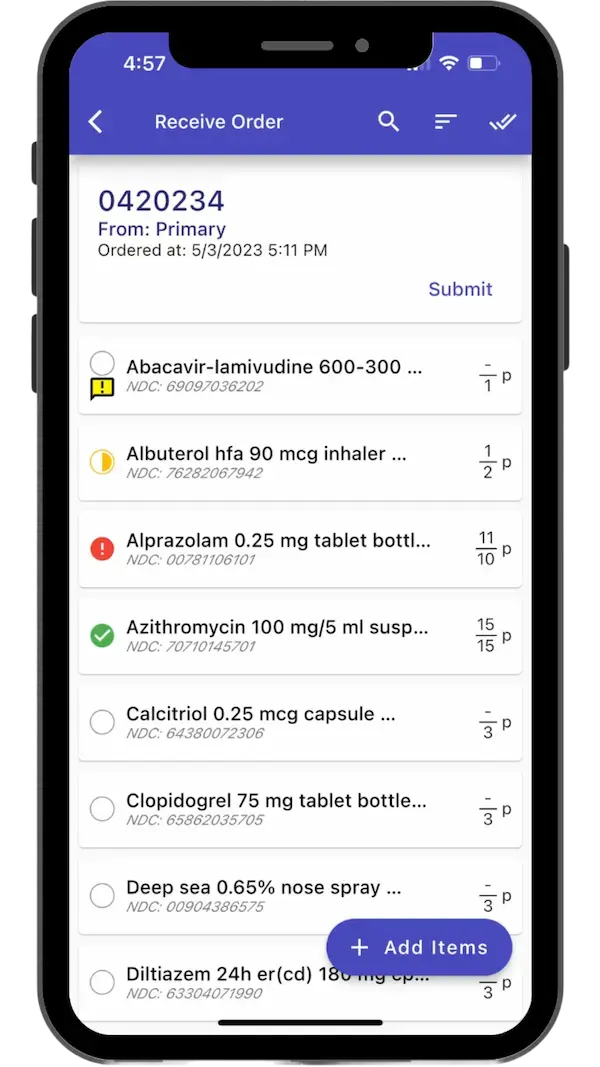 SureCost Mobile App Receive Orders